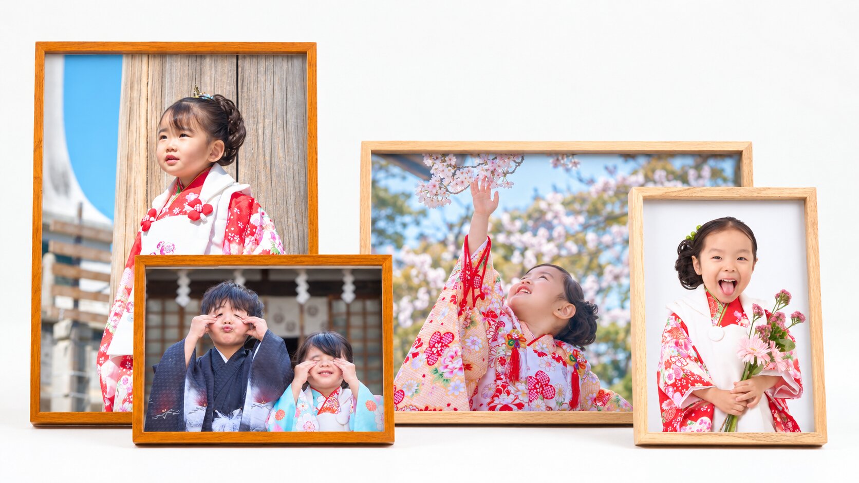 七五三写真のプリント・額装の作例